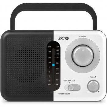 SPC Chilly - Radio AM/FM Analógica con Asa, 87.5-108 MHz, Negro/Blanco (Modelo 4574B)