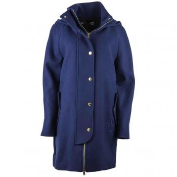 Love Moschino Blue Virgin Wool Coat with Golden Accents - IT44|L, Size: M