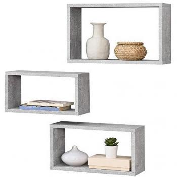 Juego de 3 estantes flotantes para pared Mandal en diferentes medidas efecto hormigón