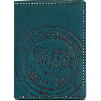 Cartera de hombre SKPAT Vintage de piel con bloqueo RFID en color azul