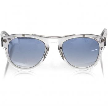 Frankie Morello White Acetate Wayfarer Sunglasses for Men with Blue Lenses, Size: ONE SIZE