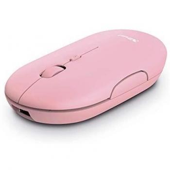 Trust Puck Ratón Inalámbrico Recargable, Bluetooth o 2.4 GHz con Microreceptor USB, PPP 800/1200/1600, Botones Silenciosos, Ergonómico, para Ordenador/Portátil/MacBook/PC/Mac/iPad/Tablet - Rosado