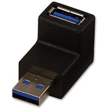 Adaptador USB 3.0 Tipo A Macho a Hembra de 90° hacia Abajo