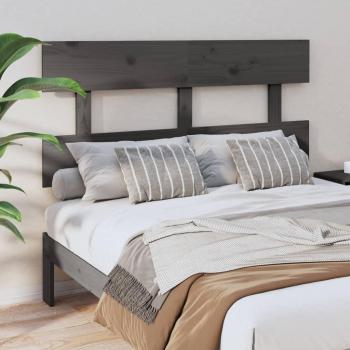 Cabecero de cama gris 124x3x81 cm madera maciza de pino