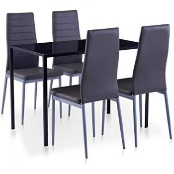 Conjunto de mesa y sillas de comedor 5 piezas gris Día y Noche