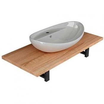 vidaXL Lavabo de Baño con Estante de Pared Cerámica Hogar Jardín Bricolaje Grifo Ducha Aseo Servicio Tocador Pila Ducha Toilette Diseño Decoración