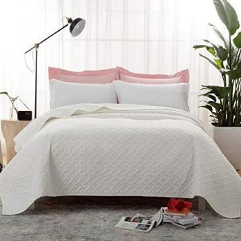 Bedsure Colcha Verano Cama 135 Blanco Marfil - Colcha Bouti de Primavera y Entretiempo Reverisible, Cubrecama Fina 230x280cm
