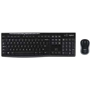 Logitech MK270 - Combo de Teclado y Ratón Inalámbrico, Resistente al Agua, Color Negro, Compatible con PC/Server para Uso Doméstico