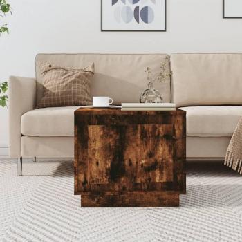 Mesa baja de centro ahumado de roble 51x50x44 cm madera multicapa y contrachapada, color marrón