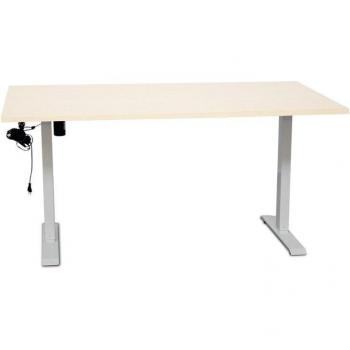 Mesa Elevable Eléctrica de Oficina 140x80 cm con Estructura Blanca y Tablero de Roble Erable Musset