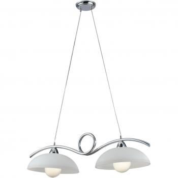Plafón Colgante Halley de Metal y Cristal con 2 Luces en Cromo, Dimensiones: 76x30x24cm