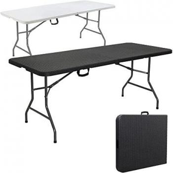 AREBOS Mesa Plegable de Buffet y Jardín Look Ratán 182 cm