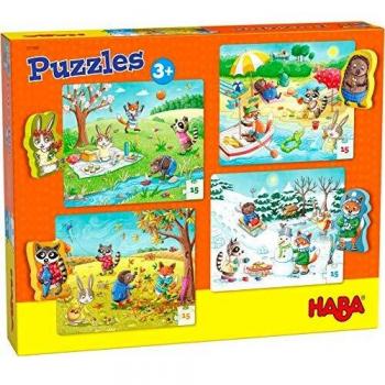 HABA-301888 Puzzles Las Cuatro Estaciones Puzle Infantil, Multicolor