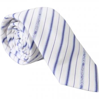 Dolce & Gabbana White Blue Stripes Silk Adjustable Tie