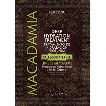 Kativa Macadamia Tratamiento de Hidratación Profunda 35 gr | Mascarilla Pelo | Hidratación, Suavidad y brillo | Cabello Seco y Deshidratado | Omega 3 y 6 y Vitamina D