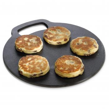 Kitchen Craft - Piedra para hornear con acabado antiadherente y recetas en caja de regalo, redonda, hierro fundido, 27 cm x 6,5 mm