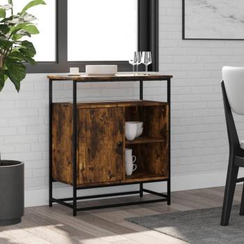 Aparador de madera de ingeniería 90x34x80 cm, mueble de almacenaje de salón, buffet para salón, armario auxiliar, armario de almacenamiento en color roble ahumado