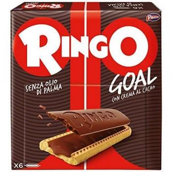 6x Pavesi Ringo Goal Biscuit Cookie Bars with Chocolate & Vanilla Flavoured Cream Filling