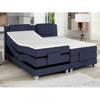 Pack boxspring con cabecero + somieres de relajación eléctricos + colchones + cubrecolchón CASTEL de PALACIO - 2x80x200cm - Tela azul