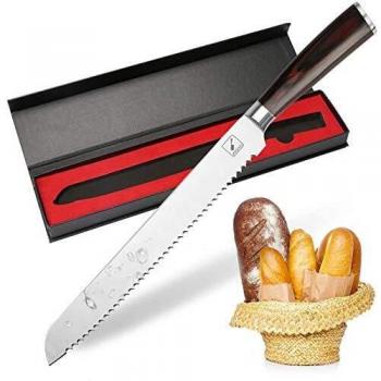 imarku Cuchillo Pan - Cuchillo Panero Profesional 25cm - Cuchillo Cocina Serrada Súper Afilado Acero Inoxidable con Mango Ergonómico - Cuchillo Sierra para Cortar Panes Caseros, Rosquillas, Pasteles