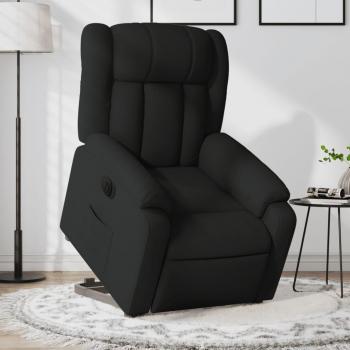 Sillón eléctrico reclinable elevable de tela negro Día y Noche vidaXL