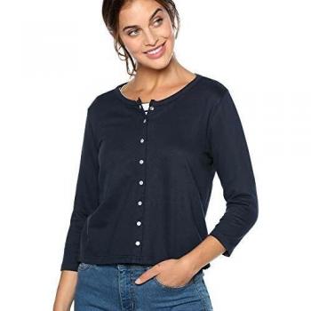 Chaqueta Lisa automáticos de nácar Mujer by Vencastyle - 105039,Azul Marino,XXL
