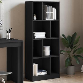 Estantería de madera de ingeniería 57x28,5x141 cm en colores Blanco, Negro y Roble Sonoma - Mueble de almacenamiento para oficina, estudio y dormitorio