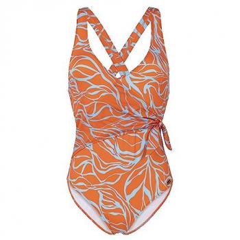 Fashy Gino Lapis Traje de Baño de una Sola Pieza Neon Leaves para Mujer, Color Naranja, Talla 38/C