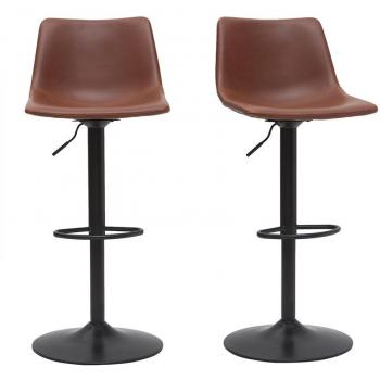 Taburete de bar vintage regulable PU marrón claro 61cm lote de 2 NEW ROCK