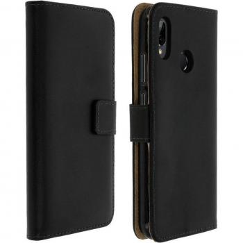 Funda tipo libro de cuero negro para Huawei P20 Lite