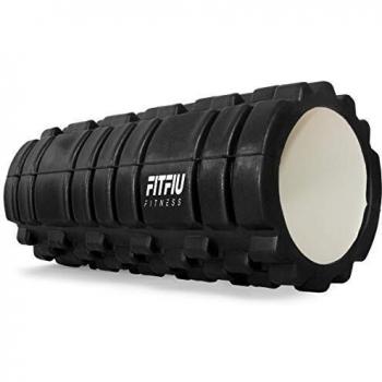 FITFIU Fitness ROLLER - Rodillo Fitness de Espuma para terapia masaje color Negro, Roller espuma rigido punto de activación para Yoga y Pilates