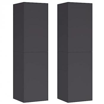 Mueble TV 2 piezas gris 30,5x30x110 cm madera multicapa