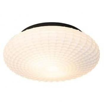 Plafón clásico negro con cristal opal 35 cm IP44 - Nohmi, apto para LED, max. 2 x 60W