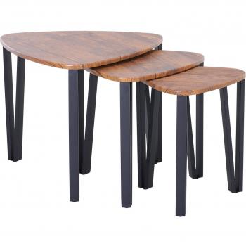 Set de 3 mesitas Homcom diseño nido madera/negro