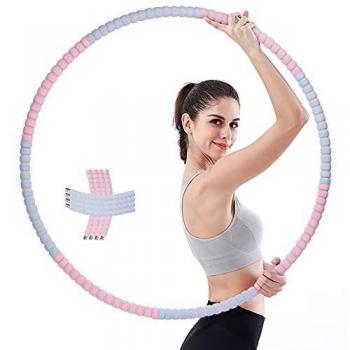 FDTEK Hula-Hoop, Hula-Hoop Fitness Desmontable de Diseño de 8 Secciones, Material de Acero Inoxidable，Hula-Hoop con Peso，Adecuado para Fitness Adulto y Pérdida de Peso