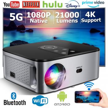 HORLAT 21000 Lumens Android 4K LED Home Theater Projector with Auto Keystone and 800 ANSI Full HD  HORLAT 25000 Lumens Android LCD Home Theater Projector with 4K/8K Decode and 100