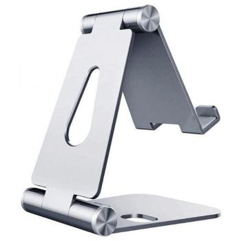 Aisens Soporte de Sobremesa Tamaño M Ajustable con 2 Pivotes para Smartphone/Tablet MS2PM-086, Color Plata
