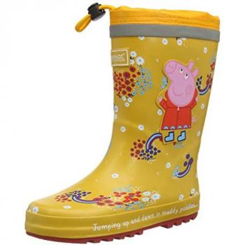 Regatta Botas de Goma Peppa Pig PeppaSplash Welly, con cordón ajustable, diseño Glowlight Floral, talla 32 EU, color amarillo