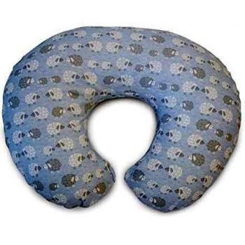 Boppy Cojin de Lactancia para Bebés de 0+ Meses, Forma Ergonómica e Indeformable, Miracle Middle, Almohada y Nido Bebé para la Lactancia Materna o con Biberón - Azul Ovenitas