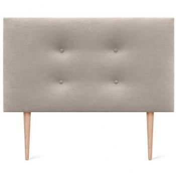 Cabecero Tapizado de Polipiel o Tela Aqualine Pro con 2 Hileras de Botones y Patas - Beige (90x105cm, para camas 80/90)