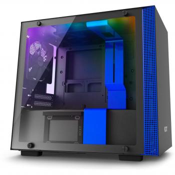 NZXT H200i - Caja PC Gaming Mini-ITX - Panel de vidrio templado - Preparado para refrigeración líquida - Negro/Azul - Versión 2018