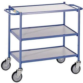 Mesa Rodante Eurokraft Pro 614490 - Carga Máx 150 kg, 3 Niveles, con Asa de Empuje y 4 Ruedas Giratorias
