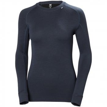 Helly Hansen W HH LIFA Merino Classic Crew LS Baselayer, Mujer, Graphite Blue, M