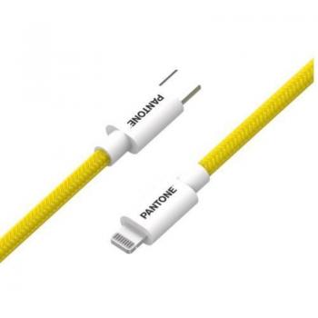 Cable USB-C a Lightning Pantone 1.5 m Amarillo, Compatible con Dispositivos Apple, Potencia Soportada 60W, Recubrimiento de Nylon Anti-piegamento