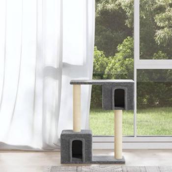 Árbol rascador para gatos con postes de sisal 60 cm gris claro