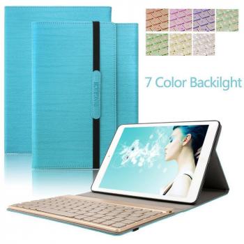 Dingrich Samsung Galaxy Tab 10,1 caja para teclado, Premium Slim Galaxy Tab A de 10,1 pulgadas, Carcasa de Piel Sintética, Funda con función atril de despertador automático, caja protectora de teclado inalámbrico Bluetooth de aluminio con iluminación