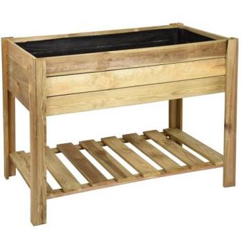 Mesa Huerto Urbano Rectangular de Madera Natural 100x50x75 Cm Faura