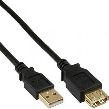 Cable USB 2.0 A-A de 0,5 m con conectores dorados y color negro
