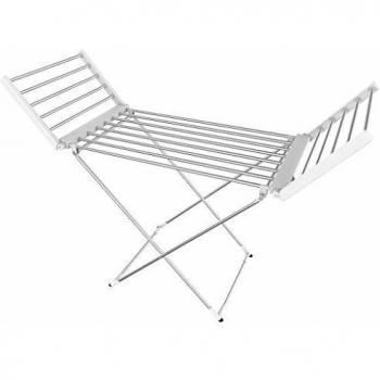 Tendedero Eléctrico Plegable de Interior Clásico, Blanco, 3 Niveles, Dimensiones Plegado: 113 x 53 x 7 cm