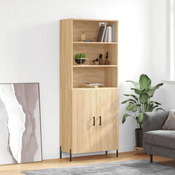 Aparador alto de madera contrachapada color roble 69,5x34x180 cm
